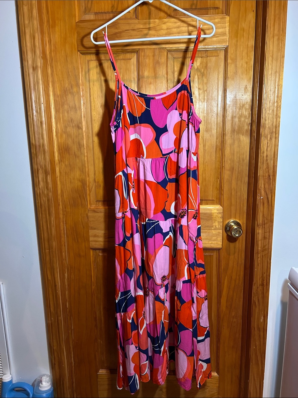 Sleeveless Pink & Red Floral Maxi Dress